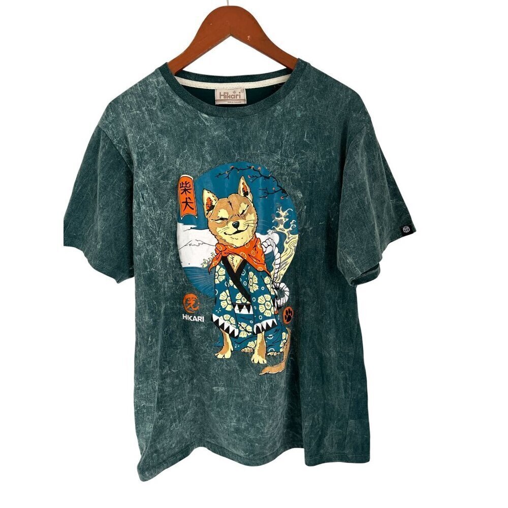 HIKARI Men's Size 2XL Graphic Tee with Shiba Inu dog Design